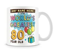 MUGGZ Personalised World's Greatest 80 Year Old Mug - Birthday Gift Idea