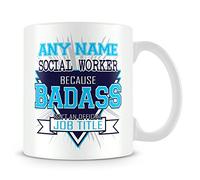 MUGGZ Social Worker Mug - Badass Personalised Cup - Customise with Name - Blue