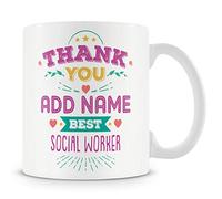 MUGGZ Social Worker Mug - Personalised Thank You Gift - Customise with Name - Pink