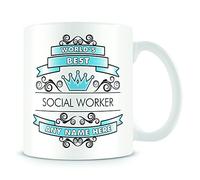 MUGGZ Social Worker Mug - 'Worlds Best' Design - Personalised Work Gift - Blue