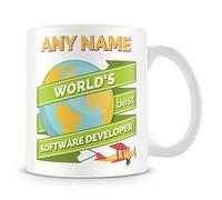 MUGGZ Software Developer Mug - Personalised Cup Gift - Add Name - Worlds Best Banner Design Green