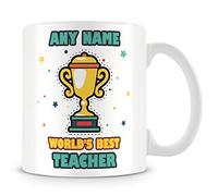MUGGZ Teacher Mug - Worlds Best Personalised Cup Gift - Customise with Name - Blue