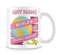 MUGGZ Teaching Assistant Mug - Personalised Cup Gift - Add Name - Worlds Best Banner Design Pink