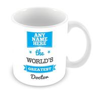 MUGGZ The World's Greatest Doctor Personalised Mug - Personalised Gift - Customise Cup with Name - Blue