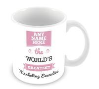 MUGGZ The World's Greatest Marketing Executive Personalised Mug - Personalised Gift - Customise Cup with Name - Pink