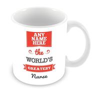 MUGGZ The World's Greatest Nurse Personalised Mug - Personalised Gift - Customise Cup with Name - Red