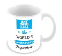 MUGGZ The World's Greatest Supervisor Personalised Mug - Personalised Gift - Customise Cup with Name - Blue