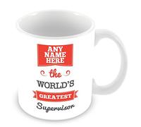 MUGGZ The World's Greatest Supervisor Personalised Mug - Personalised Gift - Customise Cup with Name - Red