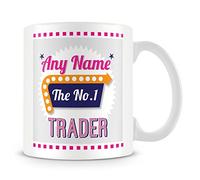 MUGGZ Trader Mug - Number 1 Retro Personalised Cup with Name Customise with Name - Pink