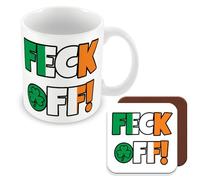 MUGGZ - Typical Irish Greeting - Mug & Coaster - Feck Off - Cheeky Gift Set