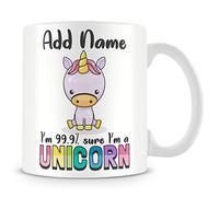 MUGGZ Unicorn Mug - Personalised Cup/Gift with Name - I'm 99% Sure I'm a Unicorn