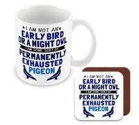 MUGGZ Work Colleague/Friend Funny Gift Mug & Coaster - I Am Not an Early Bird Or A Night Owl - Giftset - Made in The UK