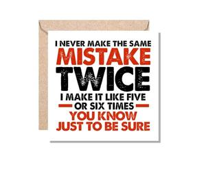 MUGGZ Work Colleague Funny Gift Card - I Never Make The Same Mistake Twice - Giftset - Made in The UK