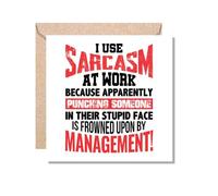 MUGGZ Work Colleague Funny Gift Card - I Use Sarcasm at Work Because Apparently Punching Someone in Their Stupid Face is Frowned Upon by Management! - Giftset - Made in The UK