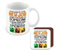 MUGGZ Work Colleague Funny Gift Mug & Coaster Good Luck at Your New Job - Giftset - Made in The UK