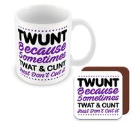 MUGGZ Work Colleague Funny Gift Mug & Coaster - Twunt Because Sometimes Tw*t and C*nt Just Don't Cut It - Giftset - Made in The UK