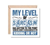 MUGGZ Work Colleague Funny Sarcastic Gift Card - My Level of Sarcasm Has Gotten to The Point Where I Don't Even Know If I'm Kidding Or Not - Giftset - Made in The UK