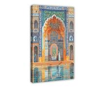 Mughal Miniature Art Print_ Royal Indian Heritage Canvas Poster Bedroom Decor Landscape Office Room Decor Gift 12x18inch(30x45cm)