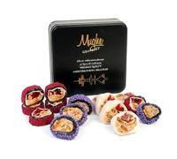 Mughe Gourmet Creamy Crunch Lokum Turkish Delight 350g - Luxury Selection with Crunchy Almond & Hazelnut Cream - Red Velvet, Coconut & Purple Puffed Rice - Vegetarian, Halal & Gluten-Free