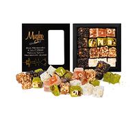 Mughe Gourmet Luxury Sultan Pistachio Turkish Delight Candy Elegant Gift Box - 12.35oz/350g - Lokum Delights Orange, Hazelnut, Almonds - Perfect Gifts for Mother's Day, Father's Day, Birthday
