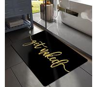 MUGINYU Black Quick Dry Bath Mat, Funny Get Naked Bathroom Rugs Small fit Under Door Bathroom Floor Mats Absorbent Non-Slip for Bathtub, Shower Room, Sink 15.7"x23.6"