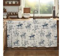 MUGINYU Cabinet Curtains 28" W x 51" L Sink Skirt for Bathroom,Western Cowboy Short Curtains for Kitchen &Classroom,Vintage Farmhouse Closet Dishwasher Curtain with Velcro