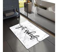 MUGINYU White Marble Bath Mat Rug,Funny Quick Dry Absorbent Rubber Non-Slip Bathroom Rugs Thin fit Under Door Bathroom Floor Mats for Bathtub, Shower Room, Sink (Marble Get Naked, 16"x 24")