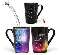 Mugkiss Aquarius Color Heat Changing Constellation Cup 12oz, Engraving Horoscope Aquarius Ceramic Coffee Mug, Holiday Birthday Gift for him and her, January February Magic Presents.