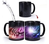 MUGKISS Aquarius Heat Changing Constellation Mug 11oz, Horoscope Aquarius Coffee Mug, Ceramic Color Changing Cup, Unique Holiday Birthday Gift for him and her, January February Magic Presents.