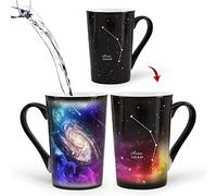 Mugkiss Aries Heat Color Changing Constellation Cup 12oz, Engraving Horoscope Aries Ceramic Coffee Mug, Unique Holiday Birthday Gift for him and her, March April Magic Presents.