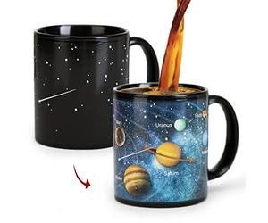 MUGKISS Heat Changing Solar System Coffee Mugs with Lid, 11oz NASA Space Mug, Color Changing Astronomy Gifts for Women & Men