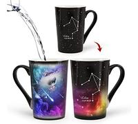 Mugkiss Libra Heat Color Changing Constellation Cup 12oz, Engraving Horoscope Libra Ceramic Coffee Mugs, Holiday Birthday Gifts for him and her, September October Magic Presents.
