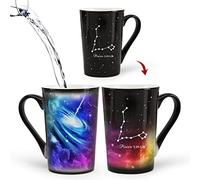 Mugkiss Pisces Heat Color Changing Constellation Cup 12oz, Engraving Horoscope Pisces Ceramic Coffee Mug, Starry Sky Cup, Unique Holiday Birthday Gift, February March Magic Presents.