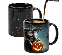 Mugkiss Spook-tacular Color-Changing Ceramic Coffee Mug - Halloween Pumpkin Lantern Witch Design for a Magical Brew Experience!