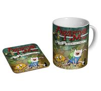 MUGMART Adventure Time Awesome - Ceramic Coffee Mug + Coaster Gift Set - Funny Retro Coffee Cup for 2000s Nostalgia and Animation Lovers