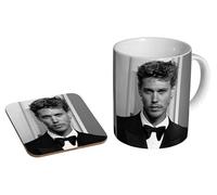 MUGMART Austin Butler Tux BW - Ceramic Coffee Mug + Coaster Gift Set - Black and White Celebrity Portrait