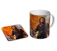 MUGMART Braveheart Mel Gibson - Ceramic Coffee Mug + Coaster Gift Set - 90s Epic Historical Movie Scottish Warrior Freedom Battle Scene