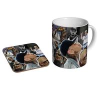 MUGMART Chris Brown Collage - Ceramic Coffee Mug + Coaster Gift Set - R&B Music & Hip Hop Superstar Tribute