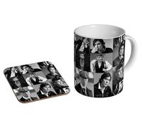MUGMART Cillian Murphy Collage BW - Ceramic Coffee Mug + Coaster Gift Set - Stylish Monochrome Celebrity Tribute of Icon for Fans