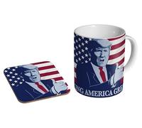 MUGMART Donald Trump Making America Great Artwork - Ceramic Coffee Mug + Coaster Gift Set