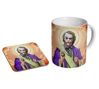 mugmart Heath Ledger Joker Holy Saint - Ceramic Coffee Mug + Coaster Gift Set - Dark Icon Parody Art