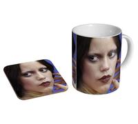 mugmart Jenna Ortega Face - Ceramic Coffee Mug + Coaster Gift Set - Dark Aesthetic Face