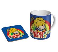 mugmart Rainbow Brite Classic Cartoon - Ceramic Coffee Mug + Coaster Gift Set - 80s Cartoon Classic
