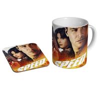 mugmart Speed Keanu Reeves Sandra Bullock - Ceramic Coffee Mug + Coaster Gift Set - 1994 Action Thriller