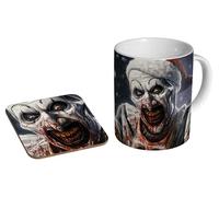 mugmart Terrifier Clown Horror - Ceramic Coffee Mug + Coaster Gift Set - Scary Gothic Nightmare Art Dark Thriller Gift