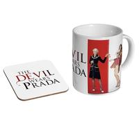 mugmart The Devil Wears Prada - Ceramic Coffee Mug + Coaster Gift Set - Chic Office Gift with Fashion Quote