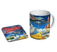 mugmart Thunderbirds Ships Mug and Coaster Gift Set - Retro Sci-Fi Ceramic Coffee Cup with Classic TV Design - Gerry Anderson Fan Gift - 11oz