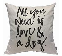 Mugod All You Need Is Love and a Dog Cushion Cover Throw Pillow Covers Dog Lover on White Background Pillow Case for Men Women Decorative Home Sofa Chair Couch 45x45cm/18x18 Inch
