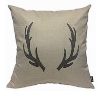 Mugod Black Silhouette of Deer Antlers Cushion Cover Throw Pillow Covers Stag Black Deer Rustic Farmhouse Pillow Case for Men Women Decorative Home Sofa Chair Couch 45x45cm/18x18 Inch
