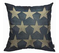 Mugod Blue Beige Star Cushion Cover Throw Pillow Covers Antique American Flag Stars Patriotic Memorial Day Fourth of July Pillow Case for Men Women Decorative Home Sofa Chair Couch 45x45cm/18x18 Inch
